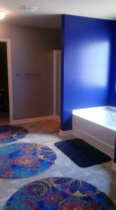 Bathroom with blue accent wall